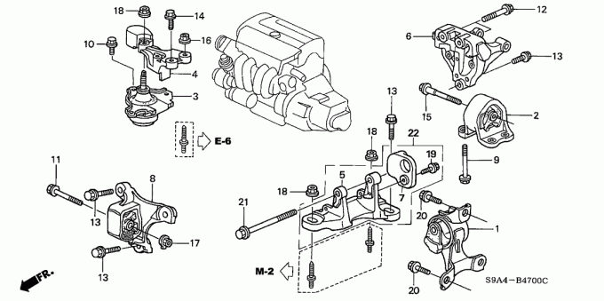 Bâtis de moteur en caoutchouc droits avant Honda Civic CRV 2002-2005 2,0 L 2,4 L OEM# 50840-S7C-000