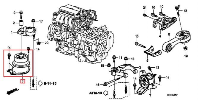 Les pièces en caoutchouc Honda City de voiture de bâti de moteur du côté 50822-TF0-J02 ont adapté 2008-2012 1,5 L 50822-TG0-J02