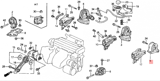 Bâtis de moteur en caoutchouc arrière 50810-SM4-000/010 Honda Accord 1990-1993 2,0 L isolateur de moteur de la TA