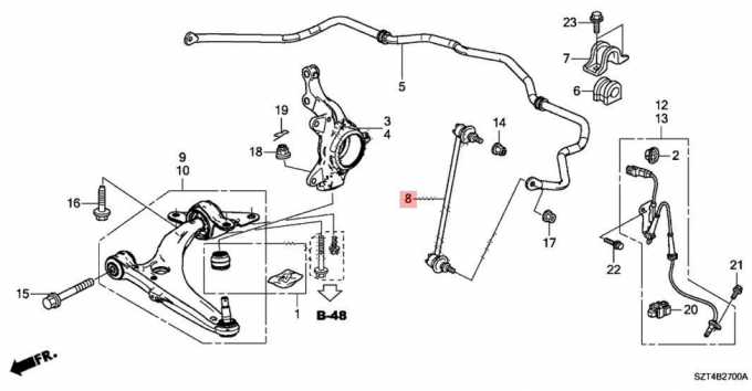51320 TF0 003 ont laissé l'analyse avant 10-14 de l'ajustement 09-13 de Honda CR-Z 11-13 de lien de barre de balancement